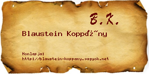 Blaustein Koppány névjegykártya